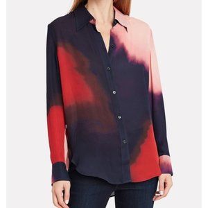 A.L.C. Red and Black Tie-Dye Blouse